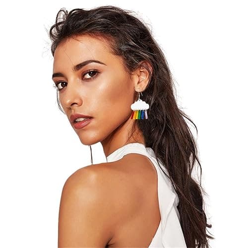 ONLYJUMP Cute Clouds Lightning Bolt Earrings for Women Creative Acrylic Transparent Earrings Lovely Clouds Rainbow Lightning Raindrop Earrings Cartoon Sweet Funny Earrings thumbnail 6