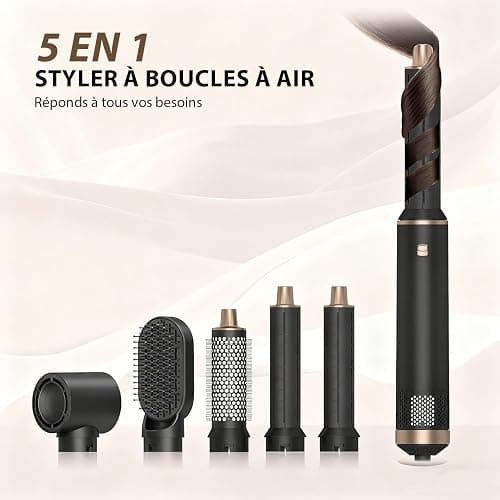 Dryhsip Brosse Soufflante 5 en 1, Brosse Chauffante Brushing et Air Styler avec Têtes Amovibles (fer Friser, Volumatrice, Lissante, Boucleur), Seche Cheveux de Voyage Légers pour Femmes et Hommes thumbnail 2