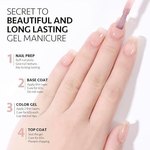 GAOY Pink Jelly Nude Gel Nail Polish, 16ml Sheer Translucent Soak Off Gel Polish, UV Light Cure for Nail Art DIY, 1643 Milky Pink thumbnail 5