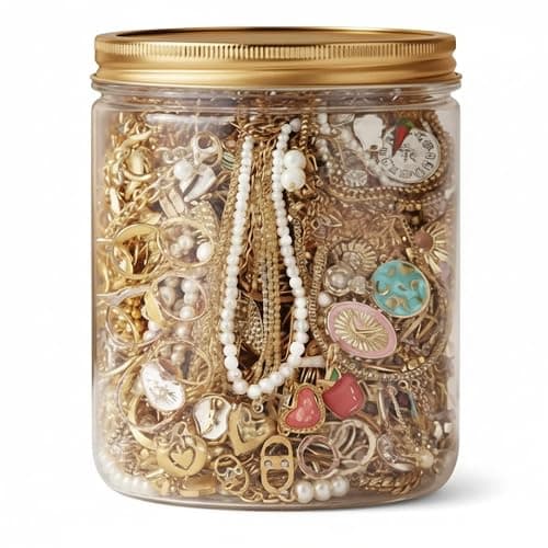 Perodlly Gold Mystery Jewelry Jar Set | 10-piece Mystery jar Set, Assorted Gold-tone Earrings, Rings, Necklaces, Gift-ready Packaging For Women. - Image 1