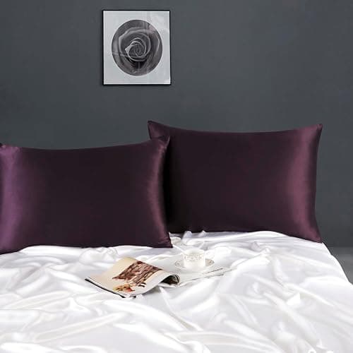 ZIMASILK 100% Pure Mulberry Silk Pillowcase for Hair and Skin Health,Soft and Smooth,Both Sides Premium Grade 6A Silk,600 Thread Count,with Hidden Zipper,1pc (King 20''x36'',Eggplant Purple) thumbnail 2
