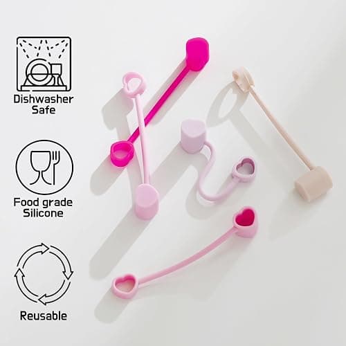 The best MOON Heart-shaped Straw Toppers - Stanley Cup Accessories 30, 40oz | Stanley Straw Cover Tumblers Accessories Multi-Color 5-Pack Girly Birthday Valentines Galentines Day Gifts thumbnail 6