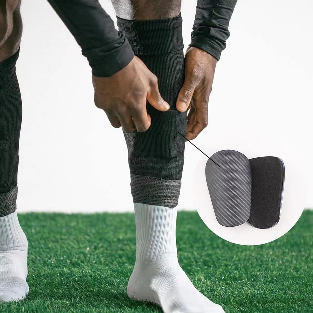 Pack of 2 Mini Football Shin Guards 9.5 x 6 cm Extra Mini Shin Pads Protective Equipment for Men, Women, Children, Boys, Girls thumbnail 5