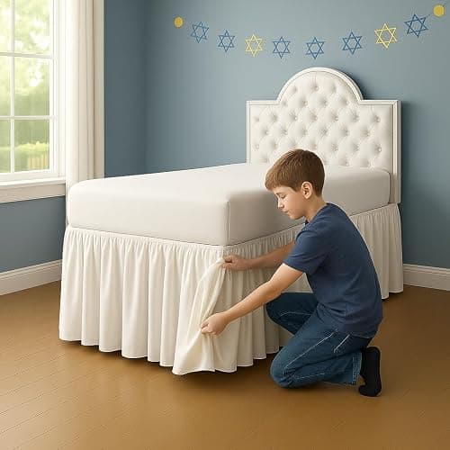 College Room Ruffled Bed Skirt - Extended Dorm Size - 100% Microfiber - Twin XL/36 Drop - White - Twin XL-36" - White thumbnail 5