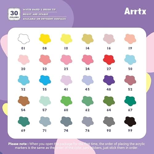Arrtx 30 Colors Acrylic Paint Pens for Rock Painting, Extra Brush Tip, Water Based Paint Markers for Stone, Glass, Easter Egg, Wood and Fabric Painting-No Toxic,No Odor thumbnail 5
