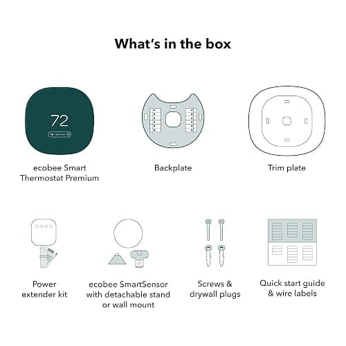 ecobee Smart Thermostat Premium with Smart Sensor and Air Quality Monitor - Programmable Wifi Thermostat - Works with Siri, Alexa, Google Assistant, Black thumbnail 12