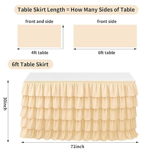 Wokuaile Pink Table Skirt Tutu Ruffled Tablecloth for Classroom Teacher Desk Skirt Back to School Supplies for Princess Girls Birthday Party Cake Dessert Decorations, 6FT thumbnail 2