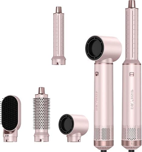 5 in 1 Hair Styler & Hair Dryer Brush, Low-Speed Negative Ionic Air Styler Drying, Multi Hair Styler, Professional Blow Dryer Brush for Curling Volumizing Straightening Styling(Pink) - Image 1