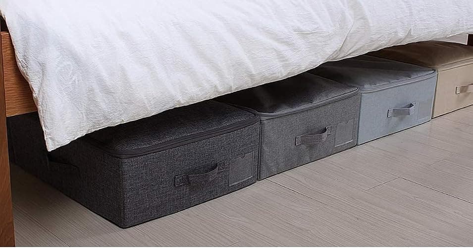 iwill CREATE PRO Pack of 2, Underbed Storage Bins for Clothing Duvet Blanket Shoes Storage Cube Boxes for Wardrobe, Closet, Black Gray thumbnail 6