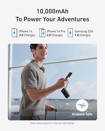Anker Nano 3-in-1 Power Bank, Foldable AC Plug, 10,000mAh, 30W Two-Way Fast Charging, Built-in Lightning Cable (Not for iPhone 16/15 Series), Compatible with iPhone 14 Series, AirPods, and More thumbnail 4