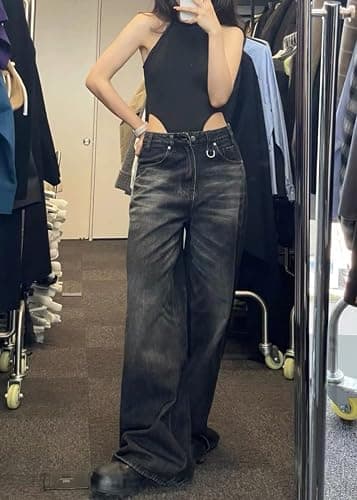 ORANDESIGNE Jeans Cargo Vintage Donna Jeans Hip Hop Y2K Jeans Baggy Gamba Dritta Pantaloni di Jeans Lavati Casual Jeans Stampati Ragazze Adolescenti Harajuku Skateboard Pants Streetwear thumbnail 4