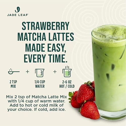 Jade Leaf Matcha Organic Premium Ceremonial Grade Matcha Green Tea Powder - Japanese - Culinary, Ingredient, Ceremonial Barista Teahouse, Latte, Collagen, 5.3 Ounce (Pack of 1), Strawberry Matcha Latte thumbnail 4