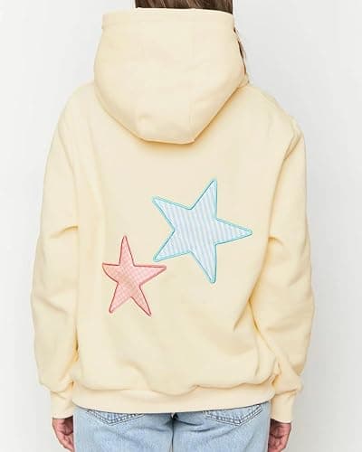 Cioatin Women Oversized Star Embroidery Graphic Hoodies Cute Y2K Aesthetic Long Sleeve Fleece Hooded Sweatshirt Fall Pullover thumbnail 6