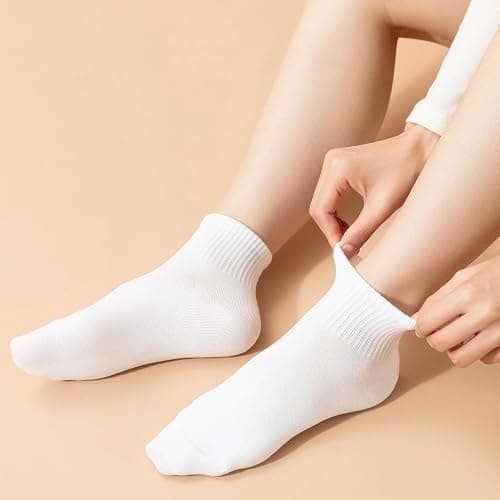 Ndoobiy 6 Pairs White Ankle Socks Womens Socks Cotton Soft Breathable Athletic Socks thumbnail 4