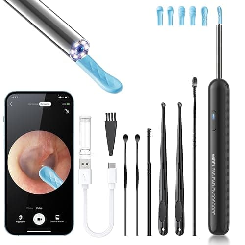Ear Wax Removal, Ear Cleaner with Camera and Light, FSA - HSA Eligible, Ear Wax Removal Tool Camera with 1080P, Ear Cleaning Kit with 6 Spoons, Ear Camera for iOS & Android (Black) - Image 1