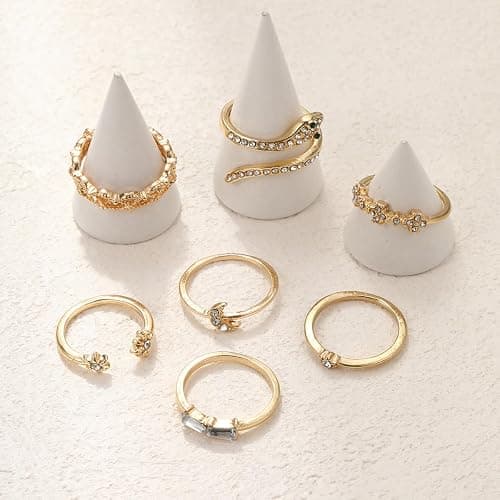 FUTIMELY Boho Retro Stackable Rings Sets for Women Knuckle Joint Finger Knuckle Nail Ring Sets Moon Stars Stack Preppy Statement Rings Cute Trendy Stuff Jewelry thumbnail 2