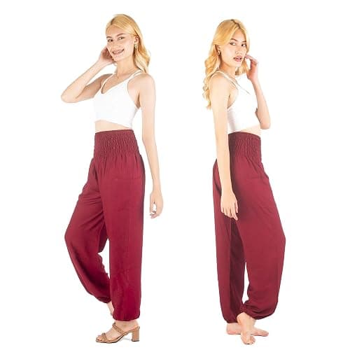 Boho Pants 2-Pocket Flowy High Waist Harem Pants Women for Yoga Travel Hippie Clothes thumbnail 2