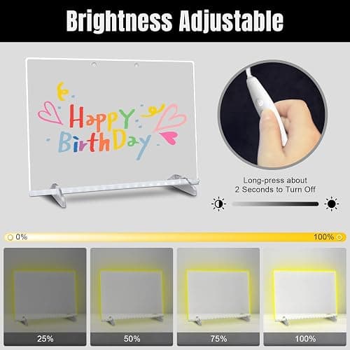 Led Drawing Board for Kids, LED Note Board with Colors,Doodle Glow Drawing Boards, 13.7"X10" 6 Modes & 8 Colors, Light Up Drawing Pad with Battery Box for Home/Office/Decor thumbnail 5