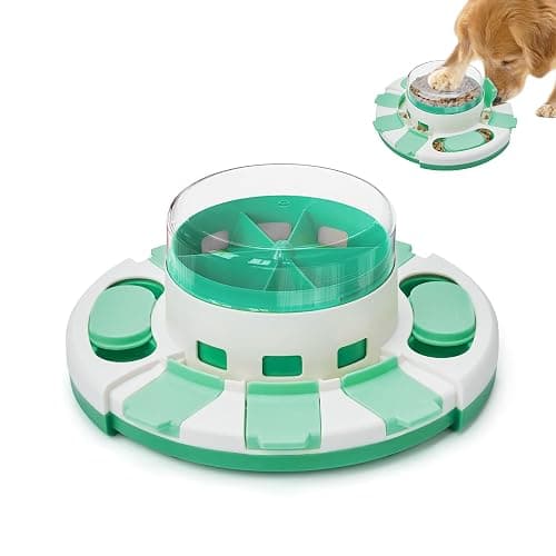 Potaroma Dog Puzzle Toy 2 Levels, Slow Feeder, Pup Food Treat Feeding Dispenser for IQ Training and Entertainment for All Breeds (Green White) - Image 1