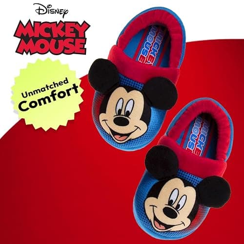 Disney Boys’ Mickey Mouse Cozy Plush Fuzzy Non-Slip Non-Skid Slippers for Boys (Toddler/Little Kid) thumbnail 5