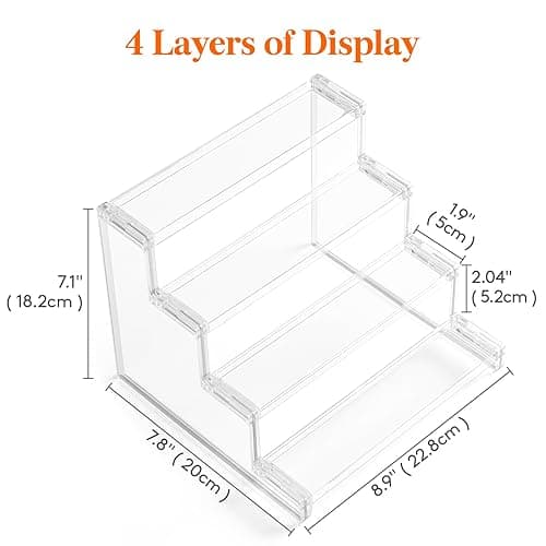 Lifewit 4 Tier Clear Display Riser Stand, Tool-free Assembly, Plastic Organizers for Figures, Cupcake, Perfume, Dessert, Desktop Display Stand for Organize and Decoration, 9 Inch, 1-Pack - 9inch,1 pack thumbnail 2