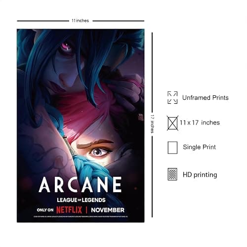 Jefuzh Anime Cartoon Arcane: League of Legends Season 2 TV Series Poster #1 - Matte Poster Frameless Gift 11 x 17 inch(28cm x 43cm),Noframe thumbnail 2