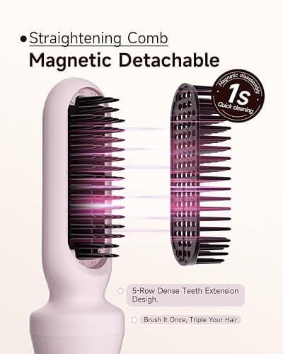 TSUYAGLA 5 in 1 Automatic Curling Iron Set with 3 Interchangeable Barrels | Rotating Hair Curler with 1, 1.25 and 1.5 Inch Curling Wands, Hair Crimper, Straightening Brush, Dual Voltage, Gift for Her thumbnail 5