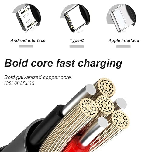 Bling Dual USB Car Charger with 3-in-1 Multi Fast Charging Cable, Dual Port Charger Adapter with Type C Micro USB Cord for iPhone, Android, Rhinestones Car Interior Accessories for Women(White) thumbnail 4