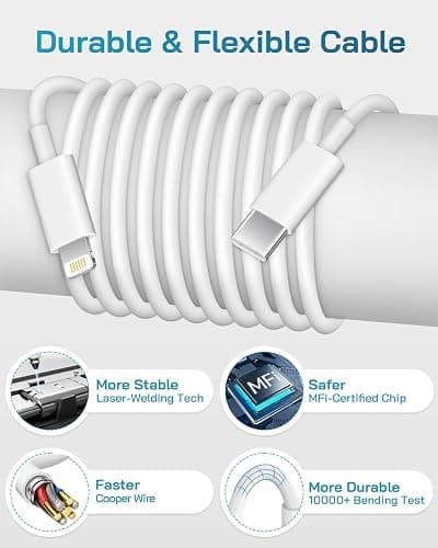 CXX Fast Charger for iPhone [3-Pack, MFi Certified], 20W USB-C PD Block with 6Ft Charging Cable Compatible with iPhone 14/13/12/11/Pro Max & iPad thumbnail 3
