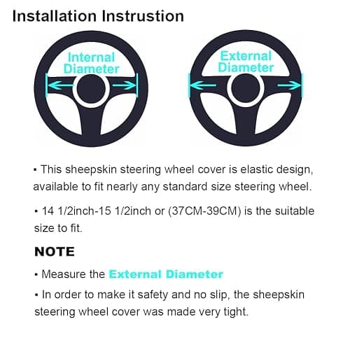 Fluffy Wool Sheepskin Fuzzy Black Car Steering Wheel Cover for Universal Auto Steering Wheel 14 1/2-15 1/2inch, Anti-Slip, Soft Plush, Comforting and Luxurious, Soft Texture (Black) thumbnail 7