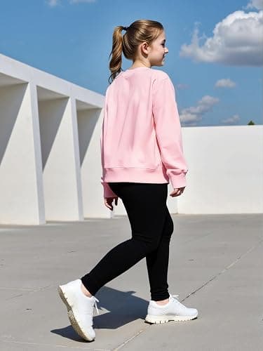 xueteox Girls Long Sleeve Sweatshirt 2 Piece, Bow Graphic Top and Pants Spring Fall Fashion Casual Clothes. thumbnail 5