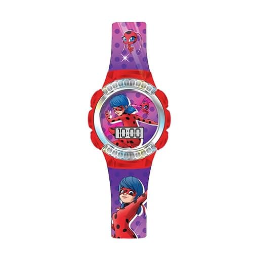 Accutime Miraculous Ladybug Kids Digital Watch with Flashing LCD Lights, Transparent Pink Case, Printed Strap, Easy-to-Read Time Display, Durable & Adjustable Fit for Wrist Sizes 5.5" to 8" thumbnail 2