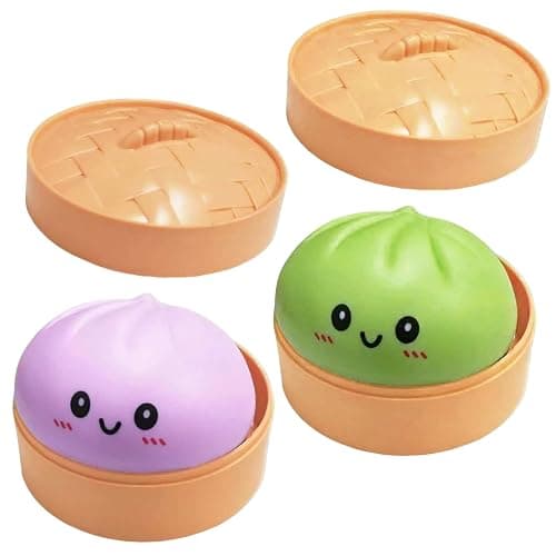 2 Pcs Dumpling Squishy, Mystery Squishy Dumpling Box, Fidget Toys Adults & Teens, Stocking Stuffers, Sensory Stress Ball Squeeze Toys for Stress Relief (greenpurple) - Image 1