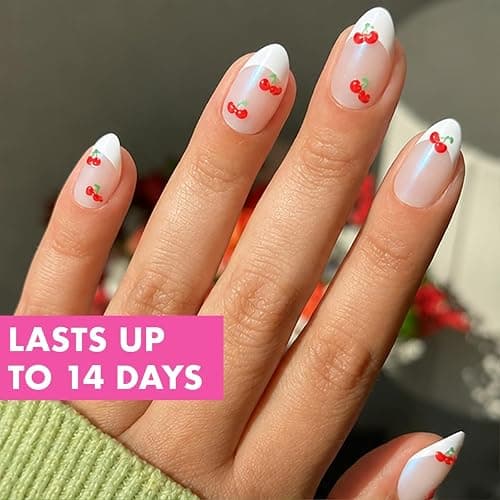 Olive & June Maximalist Press-On Nails, Puffy Cherry French | Salon-quality glue-on manicure kit; 42 non-toxic fake nails in 21 sizes, recycled materials, realistic look, lasts 14 days thumbnail 4