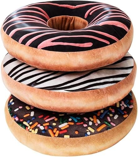 HYSEAS Round Throw Pillow 14 Inch Chocolate White Donut, 3D Digital Print Decorative Soft Food Shaped Pillow, Light Weight Seat Cushion for Couch, Chair, Floor, Sofa, 2 Pack thumbnail 8