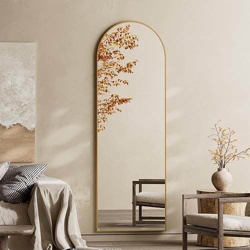 Koonmi 21"x56" Arched Full Length Mirror, Gold Large Floor Mirror with Aluminum Alloy Frame, Standing Hanging or Leaning Wall-Mounted Full Body Mirror for Living Room and Bedroom - Image 1