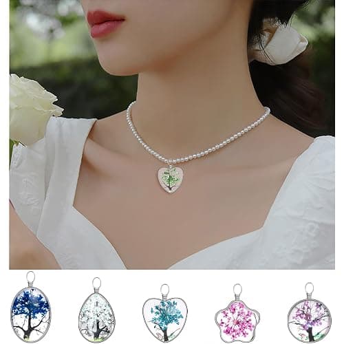 YionZian 20Pcs 5Styles Dried Flower Tree Pendant Plant Pressed Flower Charms Mix Lacework Transparent Resin Beads Charms for DIY Necklace Bracelet Jewelry Making thumbnail 4