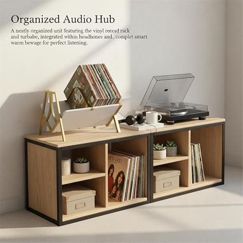 ZEXVIDA Vinyl Record Storage Rack for 50 LPs, Vinyl Record Album Holder Heavy-Duty Record Storage Shelf with Handles, Record Holder, Multi-Purpose Organizer thumbnail 6