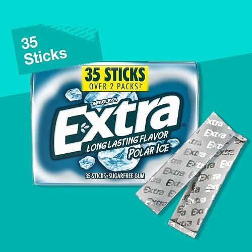 EXTRA Polar Ice Sugar Free Chewing Gum, School Snacks, 35 Stick Pack | Mint gum for fresh breath on the go; sugar free gum and extra gum for school snacks, office desks, backpacks. thumbnail 7