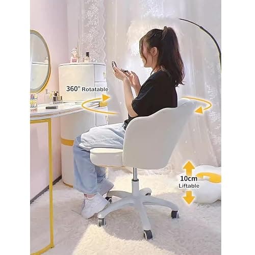Gaming Chairs Comfortable Swivel Lift Chair Makeup Chair with Bow Pillow, Desk Chair Girls Cute Bedroom Dormitory, Small Single Sofa for Living Room, Balcony (Color : Pink B) thumbnail 2