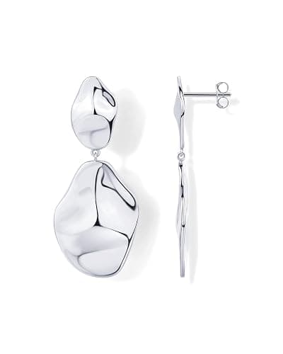 PAVOI 14K Gold Plated 925 Sterling Silver Posts Teardrop Statement Dangle Earrings | Lightweight Hammered Drop Dangle Earrings for Women - Image 1