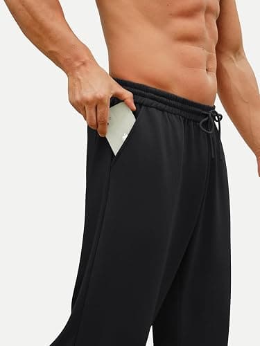Hardaddy Men's Lightweight Sweatpants Baggy Straight Open Bottom Wide Leg Drawstring Lounge Athletic Pants with Pockets thumbnail 2
