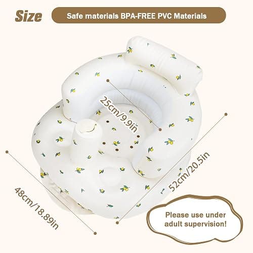 Inflatable Baby Chair, AirSwim Baby Inflatable Seat for Babies 3 Months and Up Summer Inflatable Baby Seat for Sitting Up, Blow Up Baby Floor Seat with Built in Air Pump, Orange thumbnail 3