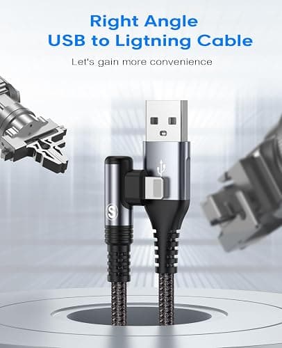 Right Angle i Phone Charger Cable 2-Pack, 10FT, [Apple MFi Certified] Ligtning Cable Fast Charging Nylon Braided Compatible with i Phone 14/13/12/11 Pro Max/XS MAX/XR/XS/X/8/7/Plus/6S/6/SE/5S/i Pad thumbnail 2