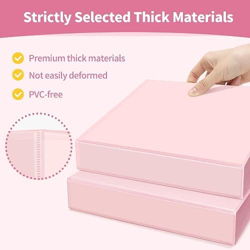SUNEE 3 Ring Binder 1.5 Inch D Ring, Clear View Binder Three Ring PVC-Free (Fit 8.5x11 Inches) for School or Office Supplies, Pink, 1 Pack - Pink - 1.5 Inch thumbnail 3