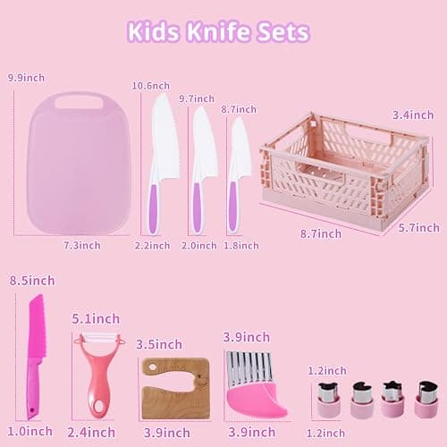 Montessori Kitchen Tools Set for Kids - 13 Piece Cooking & Baking Kit with Child-Safe Knives & Slicers for Ages 2-8 Years - Gift for Boys & Girls thumbnail 3