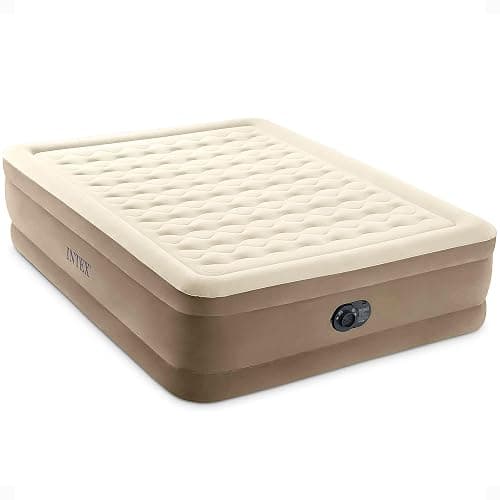 Intex Dura-Beam Deluxe Ultra Plush Air Mattress - Fiber-Tech – Built-in Electric Pump – 18in Bed Height – 600lb Weight Capacity – Queen Size - Image 1