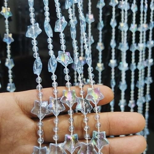 ave split Beaded Curtain Doorways Star Acrylic Hanging Door Beads String Curtains Tassel Room Divider Screen Decor for Doorway Window Living Room Wedding 049Star (Blue Star) thumbnail 4