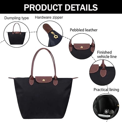 HTTDSLF Sac à Main Cabas Femme, Sacs Bandoulière Grande Capacité, Pliable Sac Cabas Femmes Sacs de Cours Lycée Fille, pour le Travail, les Voyages et l'École thumbnail 5
