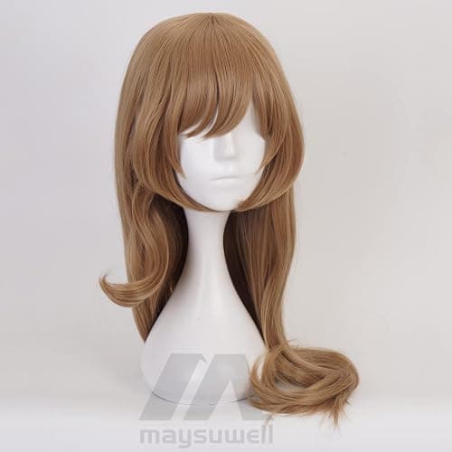 maysuwell Anime Light Brown wig with Bangs Long Wavy Hair Women's Loose Wig Heat-Resistant Fiber Wig Halloween,Christmas,Comic con,Game Show thumbnail 3